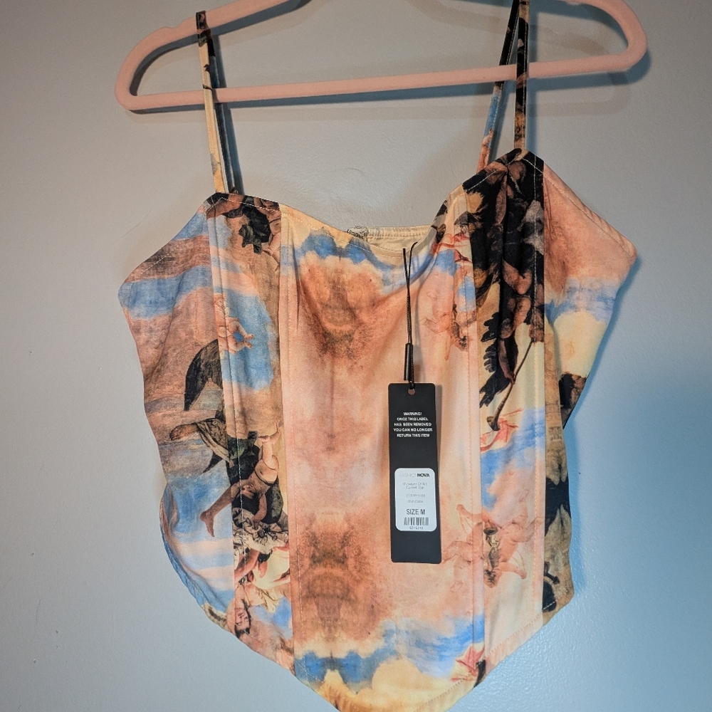 Fashion Nova Museum Of Art Corset Top- Multi Color Goth M